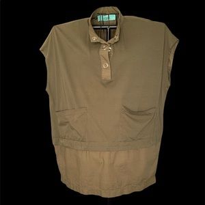 Olive green mini dress with pockets L military style